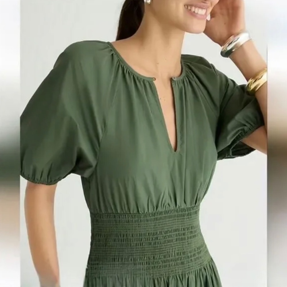 J. Crew Provence Smocked Poplin Midi Dress - Medium - Picture 6 of 8